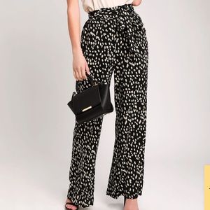 Lulus black leopard print wide-leg pants